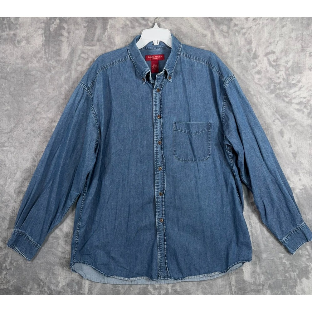 Vintage Banana Republic Denim Shirt Mens XL Button Down Pocket Long Sleeve VTG